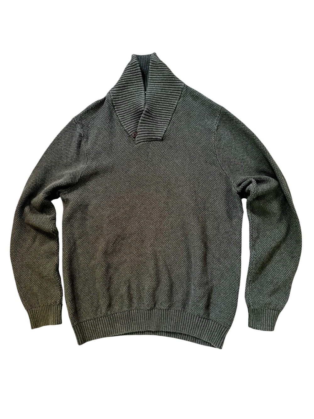 Tommy Hilfiger Men's Shawl Collar Olive Green Knit Cotton Sweater Size XXL 2XL
